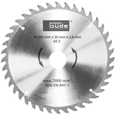 Güde Lame De Scie à Bois HM 255x30 - 60 Dents 3 Güde Lame De Scie à Bois HM 255x30 - 60 Dents